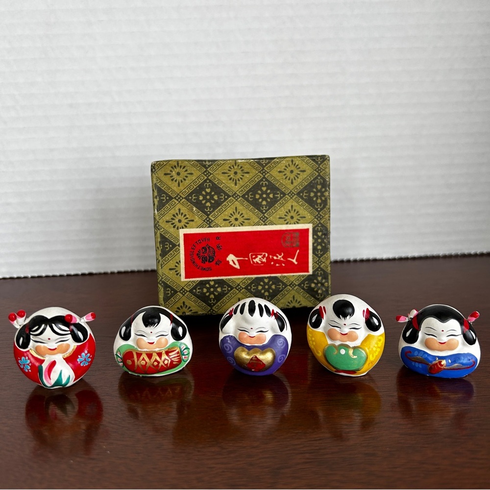 Vintage Huishan Clay Wuxi Dolls, set of 5. Chinese folk art